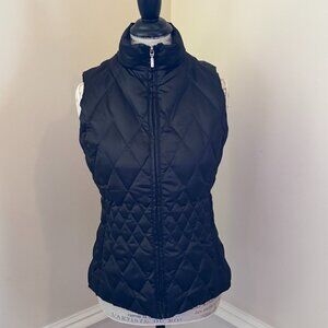 Lands End Black Satin Quilted Puffer Vest